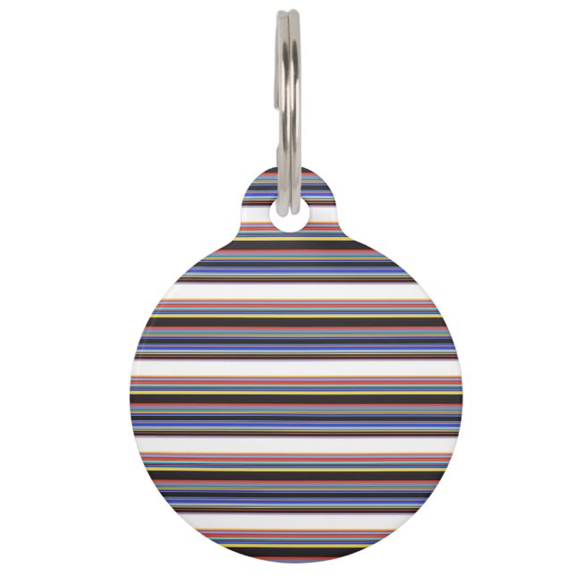 Cute black blue stripes pet tag (Front)