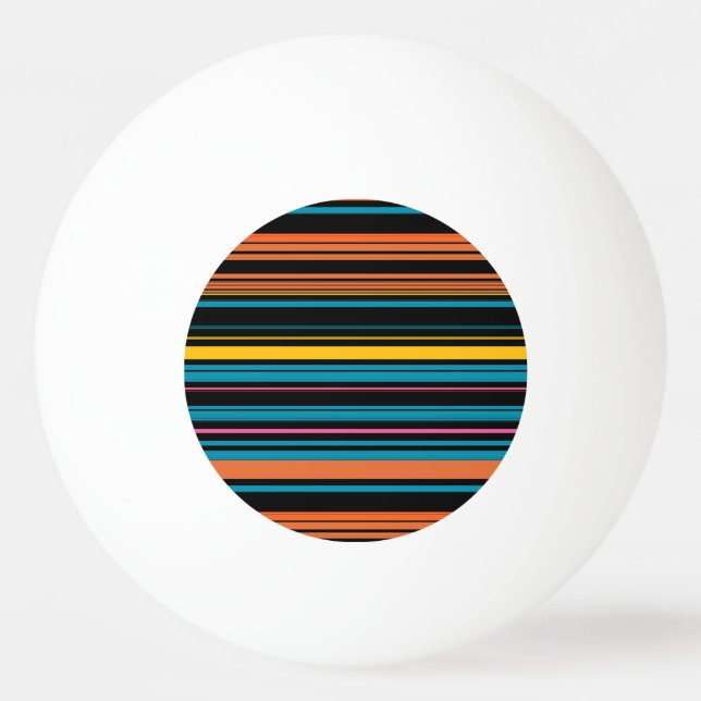 Cute black blue stripes ping pong ball (Front)
