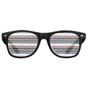 Cute black blue stripes retro sunglasses