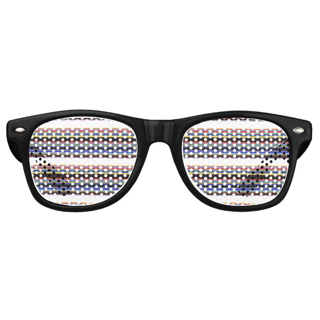 Cute black blue stripes retro sunglasses (Front)