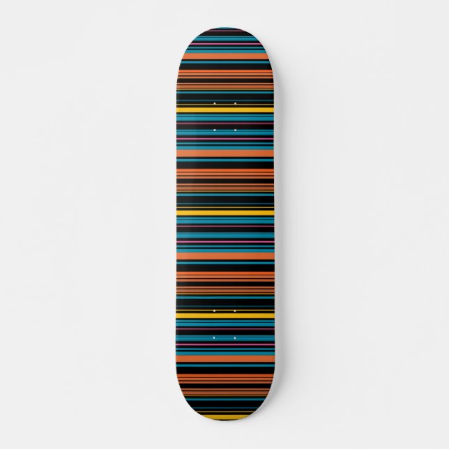 Cute black blue stripes skateboard (Front)