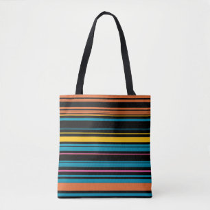 Cute black blue stripes tote bag