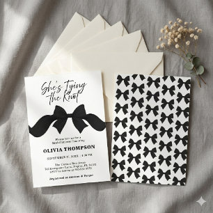 Cute Black Bow She's Tying the Knot Bridal Shower Invitation