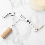 Cute Black Bow Tie & Name Groomsman Wedding Corkscrew<br><div class="desc">These personalized corkscrews are a wonderful way to thank the groomsmen at your wedding. The fun design features a black bow tie with is name and the title,  "Groomsman" along with the wedding date. Perfect addition to a thank you swag bag.</div>