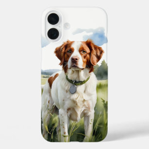 CUTE BLACK BRITTANY SPANIEL PUPPY DOG iPhone 16 PLUS CASE