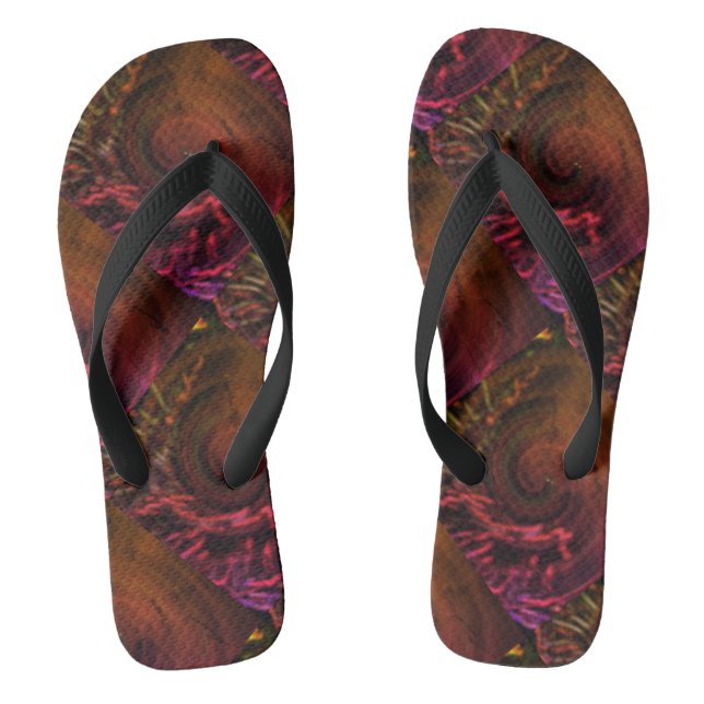 Cute Black BROWN RED Modern Woman Flip Flops (Footbed)