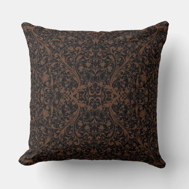 Cute  black brown tiger floral pattern throw pillow (Front)
