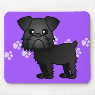 Cute Black Brussels Griffon Cartoon Mouse Pad