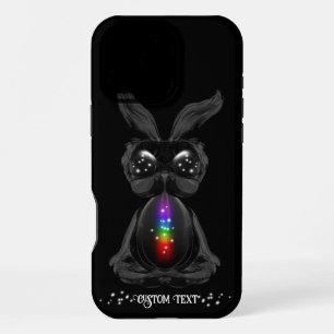 Cute Black Bunny with Chakra Rainbow Soul iPhone 16 Pro Max Case