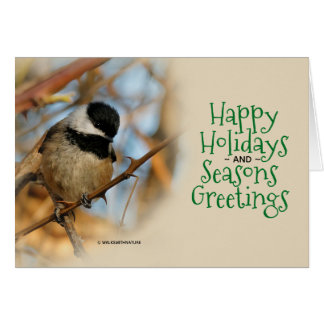 Cute Black-Capped Chickadee Christmas Holiday