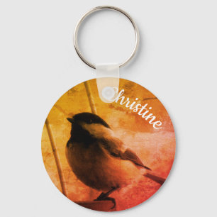Cute Black Capped Chickadee Keychain