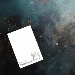 Cute black cartoon cat name post-it notes