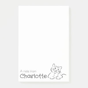 Cute black cartoon cat name post-it notes