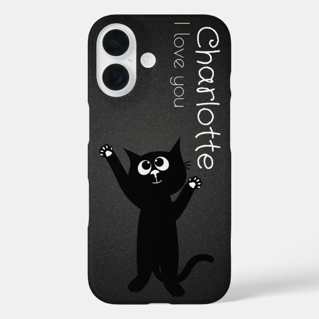 Cute black cartoon cats name charcoal Case-Mate iP Case-Mate iPhone Case (Back)