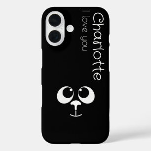 Cute black cartoon cats name charcoal Case-Mate iP iPhone 16 Case
