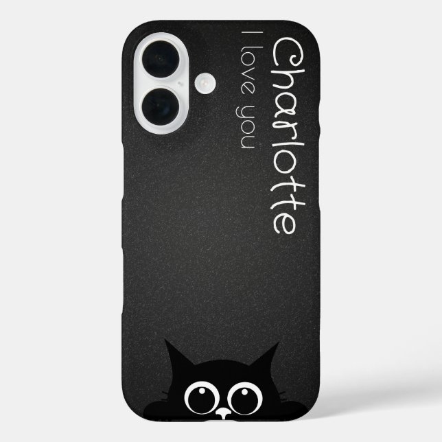 Cute black cartoon cats name charcoal Case-Mate iPhone case (Back)