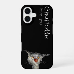 Cute black cartoon cats name  iPhone 16 case