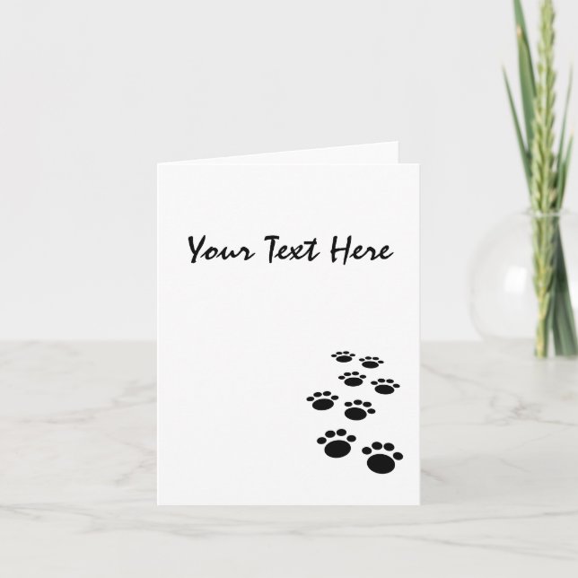 Cute Black Cartoon Pet Paw Trail Invitation (Front)