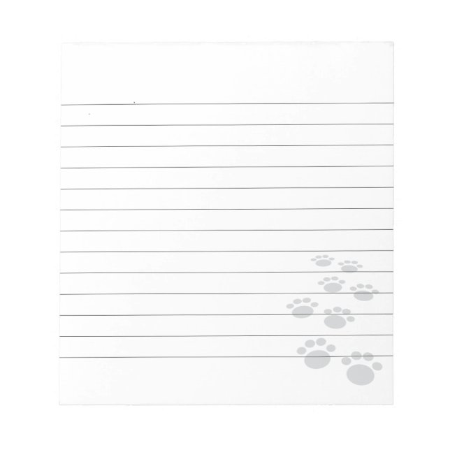 Cute Black Cartoon Pet Paw Trail Lined Notepad (Front)