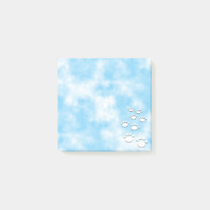 Cute Black Cartoon Pet Paw Watercolor Blue  Post-it Notes