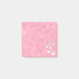 Cute Black Cartoon Pet Paw Watercolor Pink  Post-it Notes