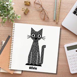 Cute Black Cat,Abstract Custom Sketchbook Notebook