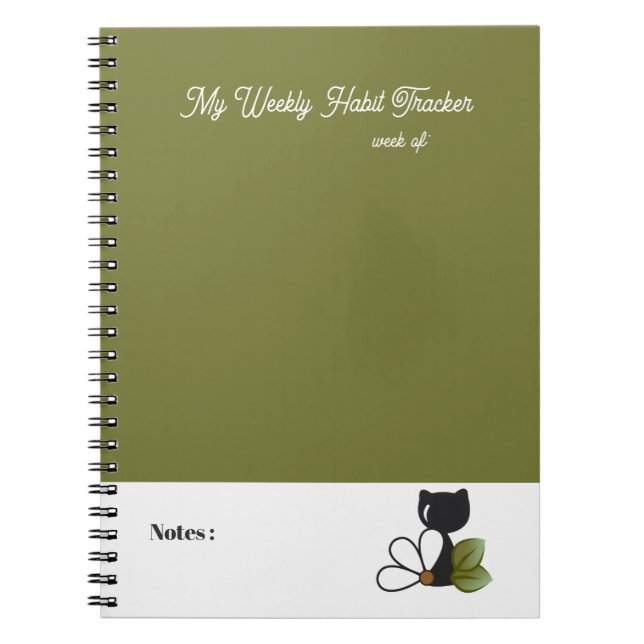 Cute Black Cat and flower – Personalized Notebook (Front)