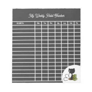 Cute Black Cat and flower – Personalized Notepad