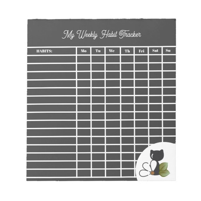 Cute Black Cat and flower – Personalized Notepad (Front)