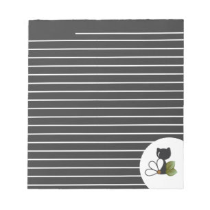 Cute Black Cat and flower – Personalized Notepad