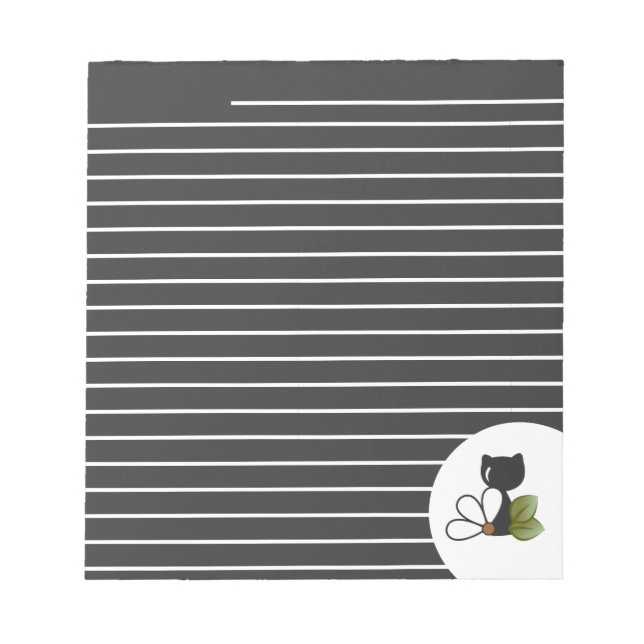 Cute Black Cat and flower – Personalized Notepad (Front)