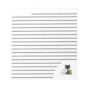 Cute Black Cat and flower – Personalized Notepad