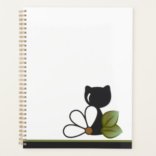 Cute Black Cat and flower – Personalized Planner