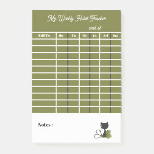 Cute Black Cat and flower – Personalized Post-it Notes
