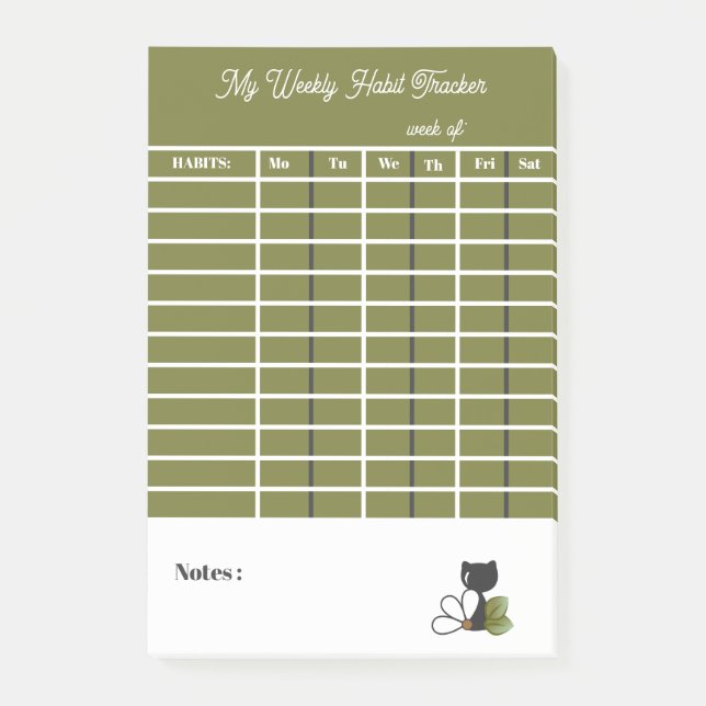 Cute Black Cat and flower – Personalized Post-it Notes (Front)