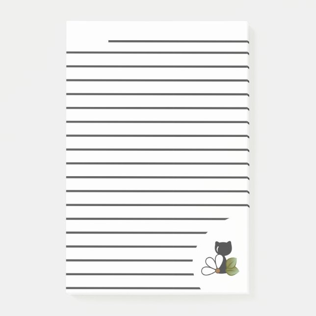 Cute Black Cat and flower – Personalized Post-it Notes (Front)