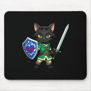 Cute Black Cat As Retro Video Game Character1  Mouse Pad