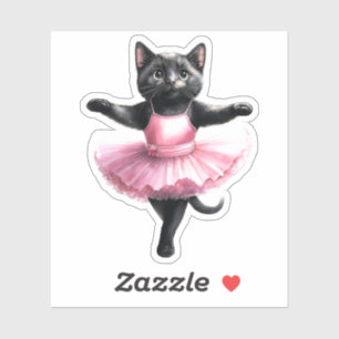 Cute black cat ballerina dancing ballet