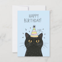 Cute Black Cat Birthday Party Hat Confetti