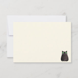 Cute Black Cat Blank Cream Off White Card
