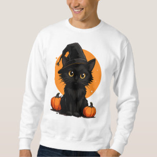 Cute Black Cat Cartoon T-Shirt   Funny Gift for Ca Sweatshirt