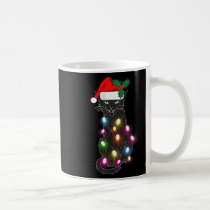 Cute Black Cat Christmas Light Fun Cat Lover Chris Coffee Mug