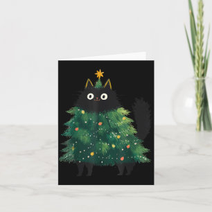 Cute Black Cat Christmas Tree Funny Kitten Lover X Card