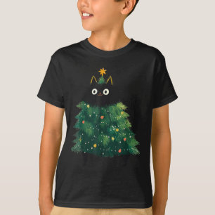 Cute Black Cat Christmas Tree Funny Kitten Lover X T-Shirt