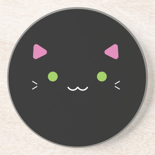 Cute Black Cat Coaster (Front)