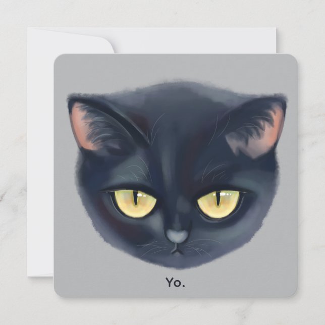 Cute Black Cat Face Invitation (Front)