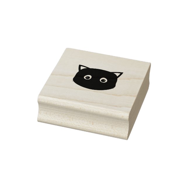 Cute Black Cat Face Rubber Stamp (Stamp)