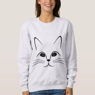cute black cat face sweatshirt