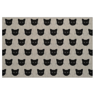 Cute black cat faces pattern fabric