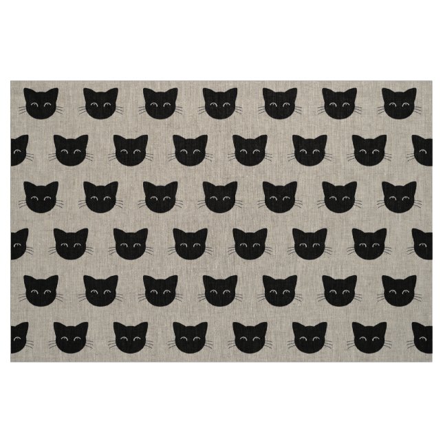 Cute black cat faces pattern fabric (Fat Quarter)